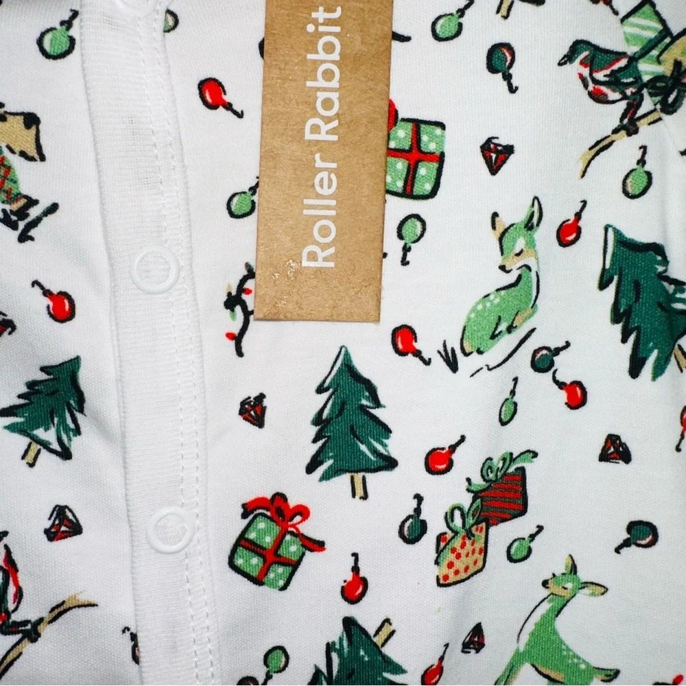 Roller Rabbit Unisex Girls Boys Onesie Christmas Holiday PJ's NWT - Picture 3 of 5